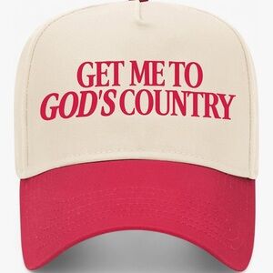 Cream and Red Cap with Bold Text